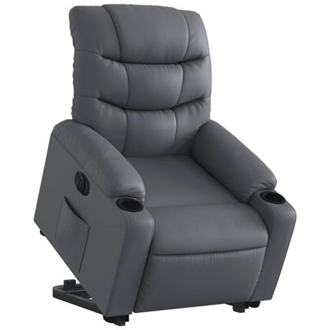 Lusso Casadino -  Poltrona Alzapersona Reclinabile Grigio In Similpelle - Foto 2