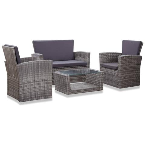 Set Divani Da Giardino 4 Pz Con Cuscini In Polyrattan Grigio - Foto 2