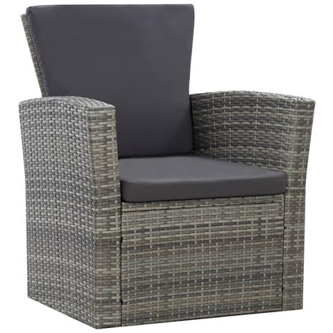 Set Divani Da Giardino 4 Pz Con Cuscini In Polyrattan Grigio - Foto 1