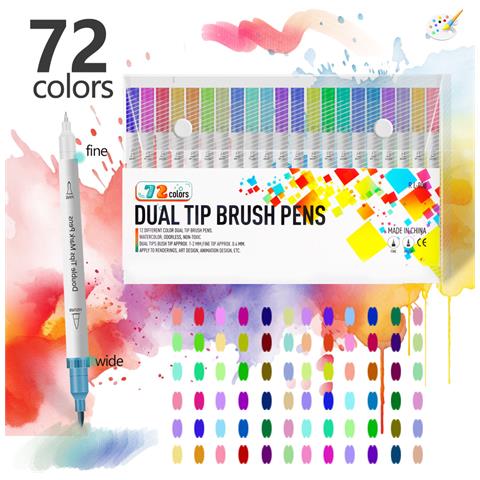 Pennarelli Artistici A Doppia Punta: 72 Colori Con Punta A Pennello E Fine - Foto 1