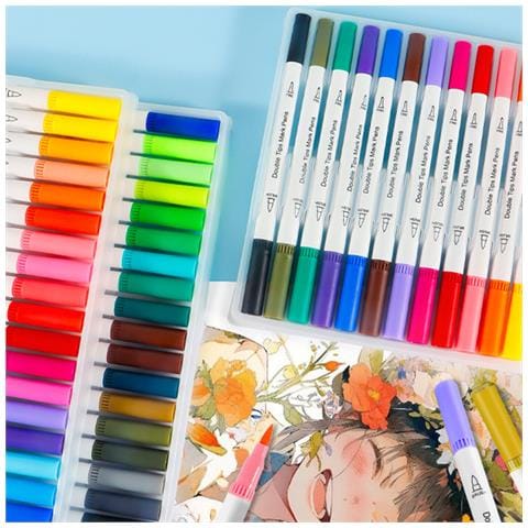 Pennarelli Artistici A Doppia Punta: 72 Colori Con Punta A Pennello E Fine - Foto 4