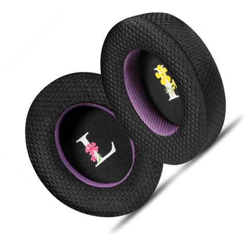 Cuscinetti Auricolari Neri E Viola Traspiranti Per Cuffie Sennheiser Momentum 3 (confezione Da 2) - Foto 3