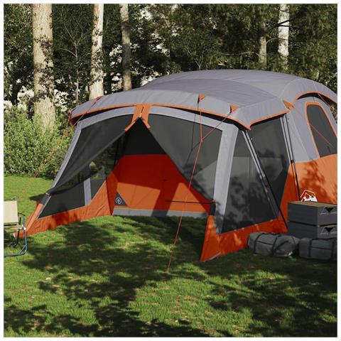 Tenda da Campeggio con Portico 4 Persone Arancione Impermeabile - Foto 2