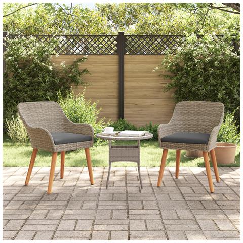 Sedie da Giardino con Cuscini 2 pz Nero Polirattan - Foto 2