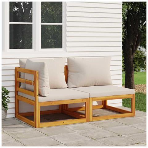 Set Divani da Giardino 2pz con Cuscini Legno Massello di Acacia - Foto 2
