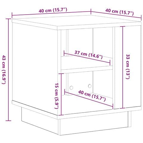 Tavolino da caffè Nero Rovere 40x40x43 cm in Legno ingegnerizzato - Foto 9