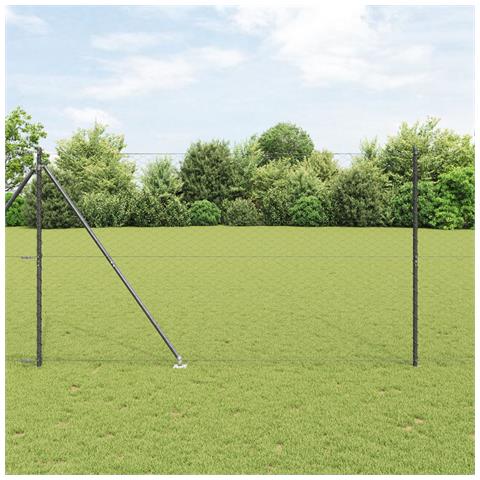 Recinto Esagonale  Grigio 1.5x50 m Acciaio, Pali per Recinzione  con Punta 13 pcs Ø32 mm 170 cm Acciaio Zincato - Foto 2