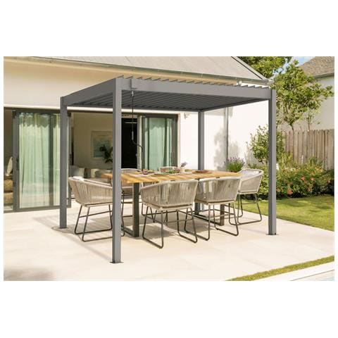 Pergola Bioclimatica Autoportante Piana 3x2m - Alluminio - Tortora - Lamelle Orientabili In Acciaio - Foto 1