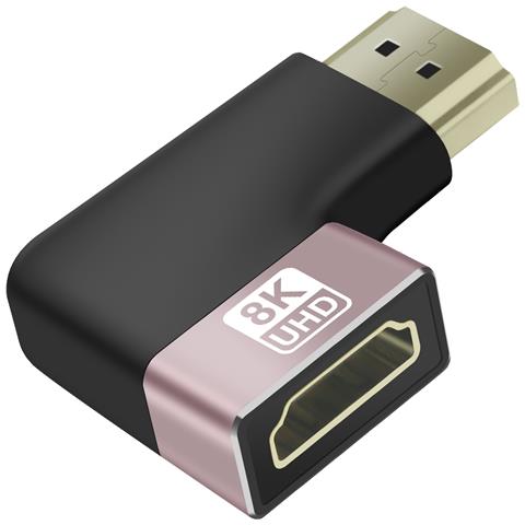 Adattatore Video 8k Uhd Hdmi Femmina Verso Hdmi Maschio Curvo A Sinistra, Nero - Foto 1