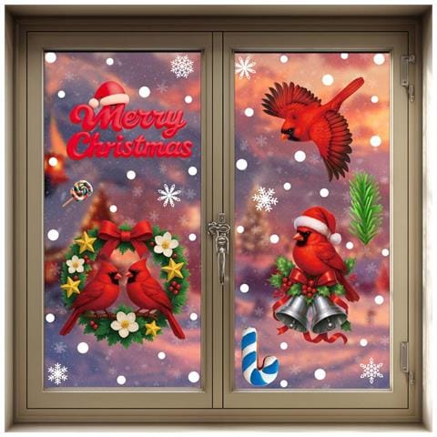 Set Di 2 Adesivi Decorativi Natalizi - Creativi Con Caramelle E Uccellini - Foto 1