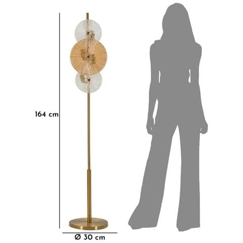 Lampada Da Terra Mf918 - Marrone - Vetro - 30x30x164 Cm - Foto 8