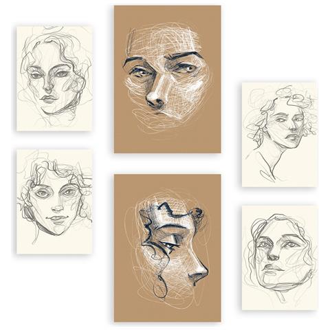 Set Di 6 Stampe Ragazzo Seducente In Dipinti Decorativi Astratti Estetici Femminili Per Il Tuo Soggiorno Di Casa A3 & A4 Senza Cornice - Foto 1