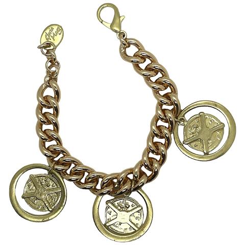Bracciale Triple Aura Con Monete Color Oro In Stile Anticato. Alluminio E Metallo. - Foto 4