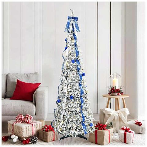 Albero di Natale artificiale con 150 LED Bianco 180 cm PVC - Foto 2