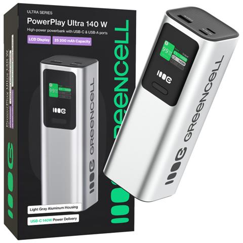 GC PBGC25UD - Powerbank PBGC25UD, 25200 mAh, 140 W, 1x USB-A, 2x USB-C Ioni di Litio Alluminio, Nero, Argento - Foto 1