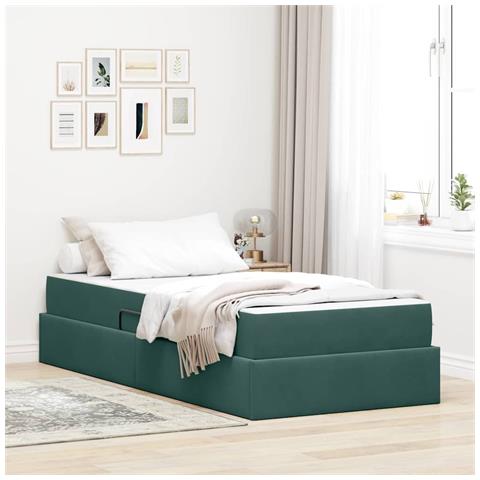 Letto con contenitore e materasso Verde Scuro 90 x 200 cm - Foto 2