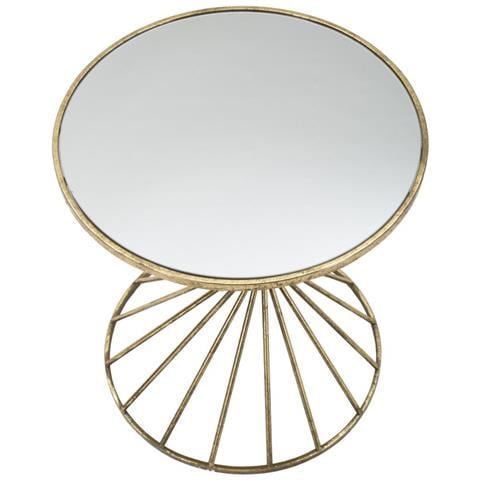 Tavolinetto Hypnos In Ferro Dorato E Specchio Ø 42 X H 50 Cm - Foto 2