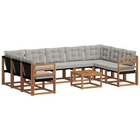 Set di divani da esterno 10 pcs Grigio Naturale e Chiaro - Foto 1