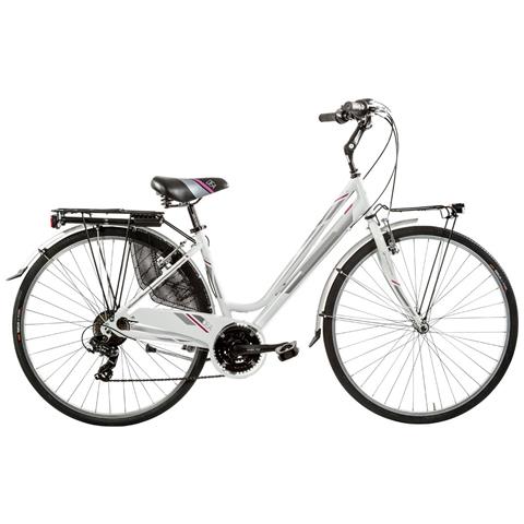 Bici Da Donna City Bike Telaio In Alluminio Bicicletta Misura 28 Linea Dea Cambio 21v Dea21v Completa Di Accessori E Luci A Led - 44 Bianco Fuxia - Foto 1