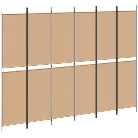 Divisore per Stanza a 6 Pannelli Beige 300 x 220 cm Tessuto - Foto 1