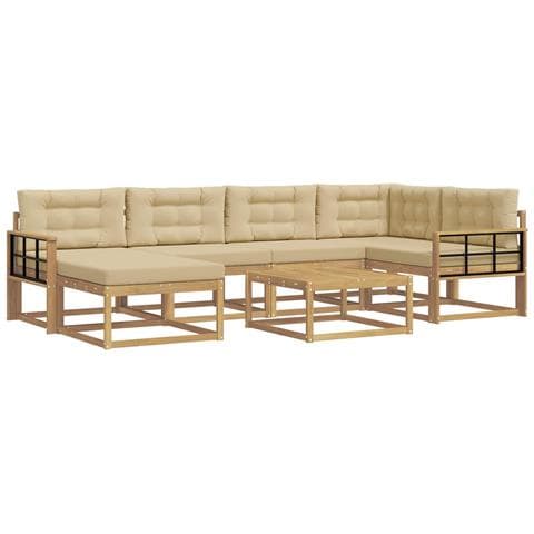 Set di divani da esterno 7 pcs Bianco e Beige - Foto 1