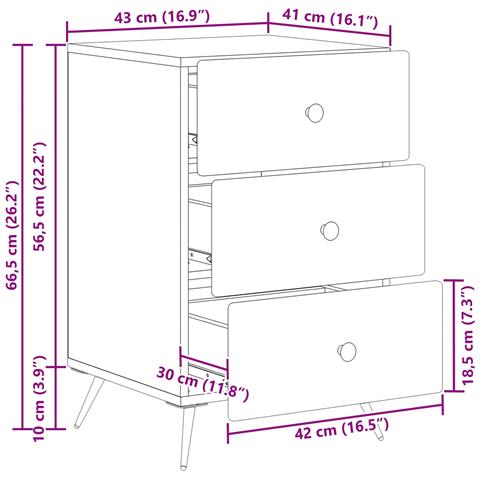 Armadio da Notte con cassetto Legno antico 43 x 41 x 66,5 cm - Foto 9