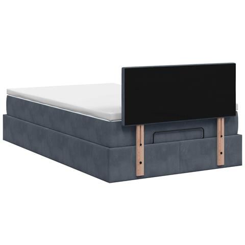 Letto ottomano con materasso Grigio Scuro 120 x 190 cm Velluto - Foto 9