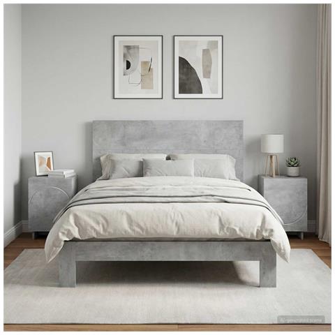 Comodino 2 pz Grigio Cemento 33,5 x 34,5 x 50 cm - Foto 2