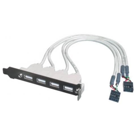 Piastrina con 4 Connettori Usb 2.0 Tipo A Esterni - Connettore Alla Piastra Madre 2X10 Pin 2,54 Mm. (Ak 674-2/10)  - Foto 1