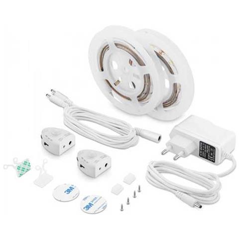 Kit Strisce Led 2.8w 260lm 1.2m Bedlight V-tac Illuminazione Bordo Letto Con Sensori Movimento Pir Dimmable Vt-8068 - Sku 2551 Bianco Naturale 4000k - Foto 1