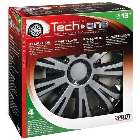 Copricerchi Auto Universali 13 Pollici Tech-one Avera Silver Black 31615 - Foto 2