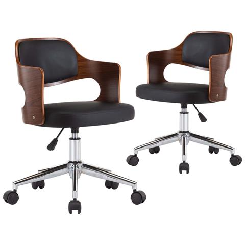 Sedie Da Pranzo Girevoli 2 Pz Nere In Legno Curvo E Similpelle - Foto 1