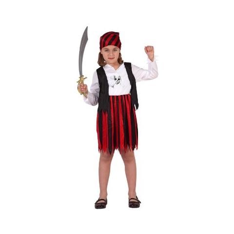 Atossa - 70109 - Costume - Disguise Nero E Rosso Di Pirate Girl - Taglia 4 - Foto 1