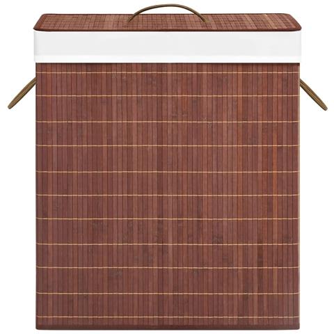 Cesto Portabiancheria in Bambù a 2 Sezioni Marrone 100 L - Foto 2