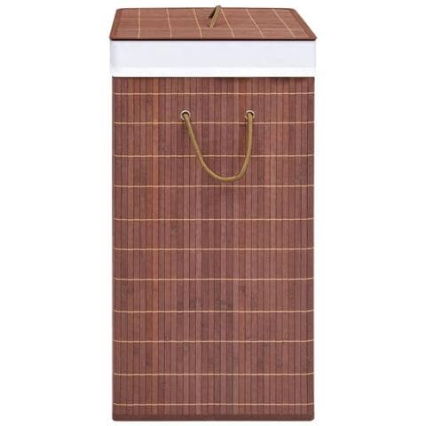 Cesto Portabiancheria in Bambù a 2 Sezioni Marrone 100 L - Foto 9