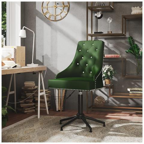 VIDAXL - Sedia Da Ufficio Girevole Verde Scuro In Velluto - ePRICE