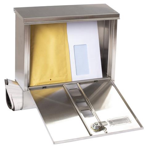 Chance E7007 Cassetta Postale In Acciaio Inossidabile Con Portagiornali, Formato Din A4, Con Serratura Coperta E Portanome, Inox - Foto 3