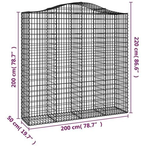 Cesto Gabbione Ad Arco 200x50x200/220 Cm Ferro Zincato - Foto 4