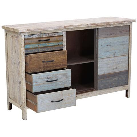 Mobile Credenza Madia Da Interno Soggiorno In Legno Colorato Con 4 Cassetti E 2 Ante Scorrevoli Linea Classic - Foto 2