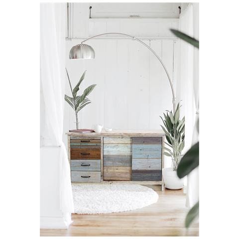 Mobile Credenza Madia Da Interno Soggiorno In Legno Colorato Con 4 Cassetti E 2 Ante Scorrevoli Linea Classic - Foto 8