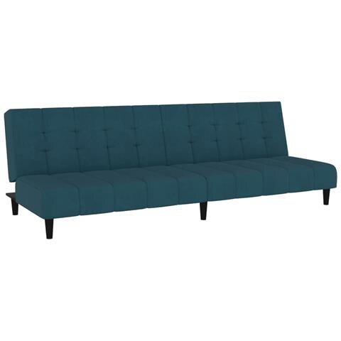 Divano Letto A 2 Posti Blu In Velluto - Foto 1