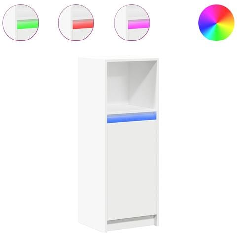 Credenza Con Led Bianca 38x34x100 Cm In Legno Multistrato - Foto 2