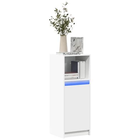 Credenza Con Led Bianca 38x34x100 Cm In Legno Multistrato - Foto 1