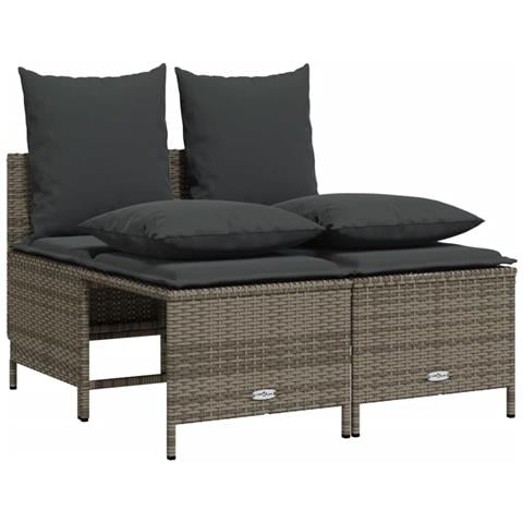 Set Divani da Giardino 4 pz con Cuscini in Polyrattan Grigio - Foto 1