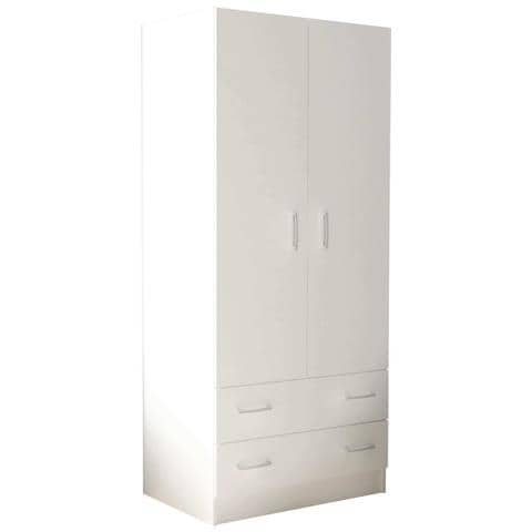 Armadio Guardaroba Appendiabiti 2 Ante E Due Cassetti In Nobilitato Bilaminato Linea Classic - White - Foto 1