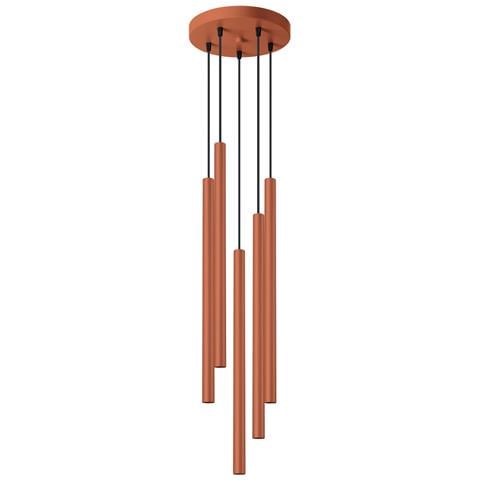 Lampada A Sospensione Pastelo 5p Rosso Ocra Sl. 1528 - Moderno Lampada A Sospensione Ocra Rossa 104x25x25 Cm - Foto 1
