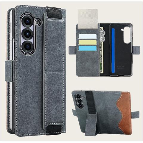 Custodia Per Samsung Galaxy Z Fold Con Portacarte E Supporto Grey Modello 3 - Foto 1