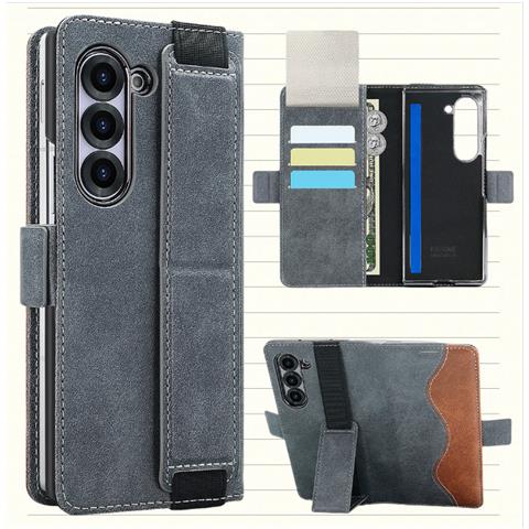 Custodia Per Samsung Galaxy Z Fold Con Portacarte E Supporto Grey Modello 3 - Foto 7