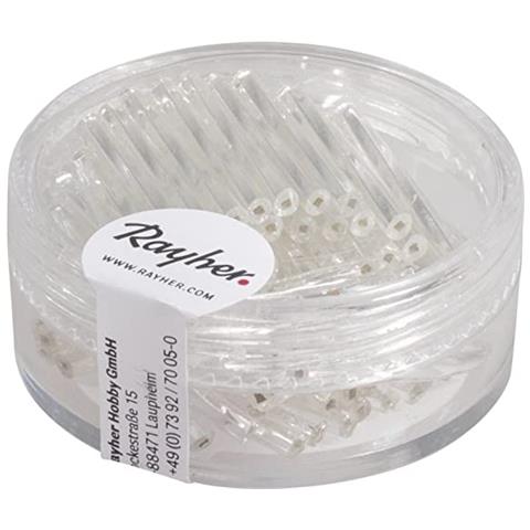 Rayher - 13 Grammi - Matite Di Vetro Avvolte Con Inserto Argentato 20mm - Colore Argento - Foto 1