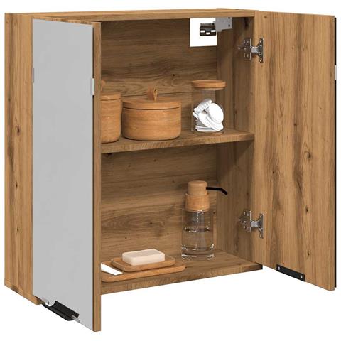 Mobile Da Bagno Specchio Rovere Artigianale Legno Multistrato - Foto 1